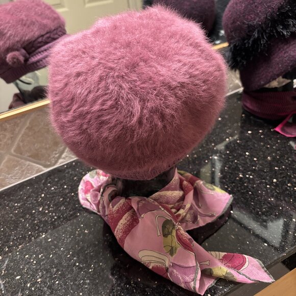 Angora Beanie Hat with Braided Band and Brim - so cute! - Picture 6 of 9